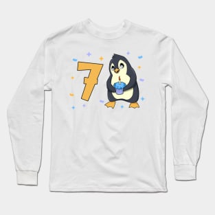 I am 7 with penguin - kids birthday 7 years old Long Sleeve T-Shirt